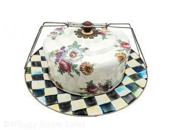 Camp Mackenzie Childs Enamel Floral Market Courtly Dome Cake Platter & Carrier
