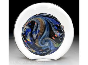 Rollin Karg 9' Dichroic Glass Sculpture Paperweight Disc