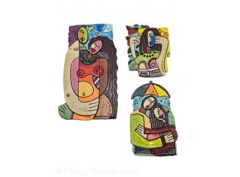 Elliott Hubbard Signed Sculptural Ceramic Wall Hangings