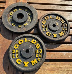 3 Vintage Golds Gym 25 Lb (Equivalent To 11.3 Kg) Weight Plates