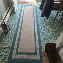 Long Blue & Cream Hallway Runner  Rug  (DR)