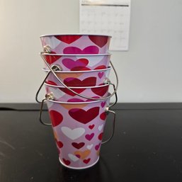 Lot Of 5 Metal Heart Buckets (SH)