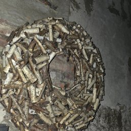 Handmade Multi-Layer Rustic Natural Birch Log Segment Christmas Holiday Door Wreath
