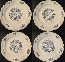 Four 10' Vintage Homer Laughlin Imperial Blue Dresden Dinner Plate (SH)