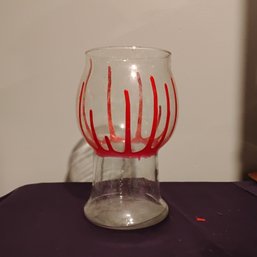 Maker's Mark Bourbon Glass Featuring The Brand's Iconic Hand-Dipped Red Wax Drip Design 2 Of 2 (NM)