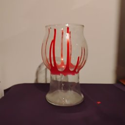 Maker's Mark Bourbon Glass Featuring The Brand's Iconic Hand-Dipped Red Wax Drip Design 1 Of 2 (NM)