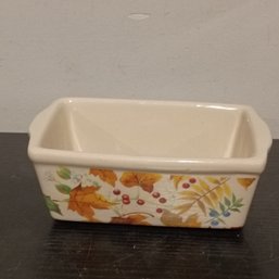 Vintage Nantucket Brand Ceramic Mini Loaf Pan Featuring An Autumn Leaf And Berry Pattern (NM)