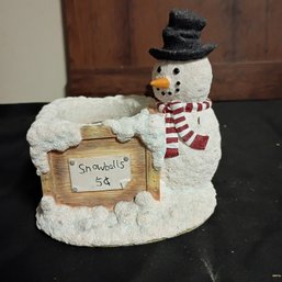 Vintage Candle Cuddlers  'Our America' Snowballs Snowman Candle Holder (NM1)