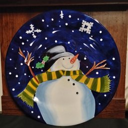 Mesa International Tracy Flickinger Ceramic Snowman Platter Platter (NM1)