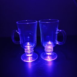 Set Of Vintage Pedestal Irish Coffee Mugs, Likely Manufactured By Libbey (NM1)