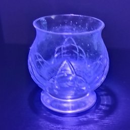 Glass Hurricane Candle Holder With A Pedestal Base And A Cut Crystal Pattern (NM1)