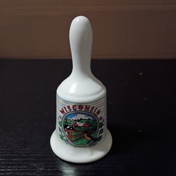 Vintage Ceramic Souvenir Bell From Wisconsin, Likely Produced By The Lipco Group (NM)