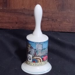 Vintage Porcelain Souvenir Dinner Bell Featuring Scenes And Landmarks From Las Vegas, Nevada (NM)
