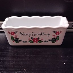 Nantucket Home 'Merry Everything' Ceramic Mini Bread Loaf Baking Pan (NM)