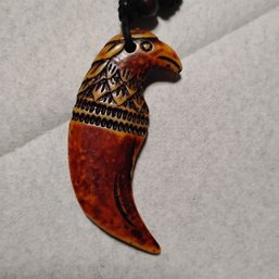 Eagle Claw Pendant Necklace, Crafted From Resin To Mimic Carved Bone Or Coconut Shell (NM)