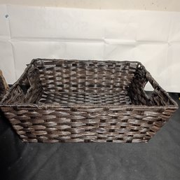 Whitmor Split Rattique Storage Basket, A Handwoven Resin Wicker Tote (NM)