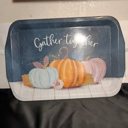 Melamine Serving Tray Featuring Fall Theme And 'Gather Together' (NM)