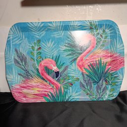 2 Pk Melamine Serving Tray Featuring Tropical Flamingo Design (NM)