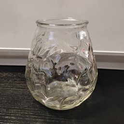 Vintage Venetian CCA Clear Glass Candle Votive Holder Featuring A Distinct Textured Ripple Design (NM)
