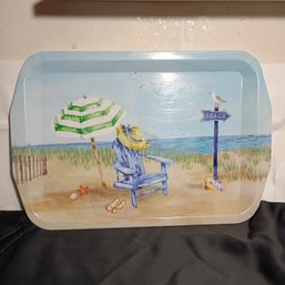Melamine Serving Tray Featuring A Coastal Beach Scene (NM)