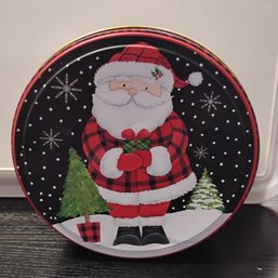 8' Holiday Collectible Christmas Santa Tin Distributed By Nantucket Distributing Co. (NM)