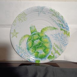 Melamine Dinner Plates From The Summer House Nantucket Collection, Featuring A Sea Turtle Design (NM)