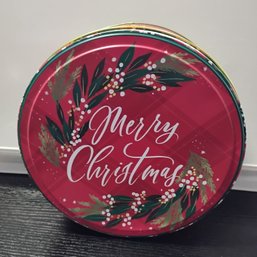 8' Holiday Collectible Merry Christmas Tin Distributed By Nantucket Distributing Co.(NM)