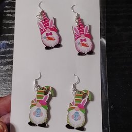 Dangle-style Wooden Gnome Earrings Feature A Spring  Design (NM)