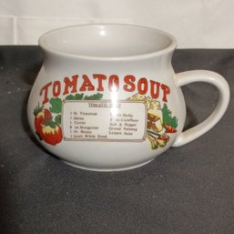 Vintage 1970s Ceramic Soup Recipe Mug (NM)
