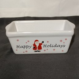 Michael's Stoneware 'Happy Holidays' Santa Mini Loaf Pan (NM)