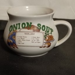 Vintage Ceramic Onion Soup Mug, Likely Manufactured In The 1970s (NM)