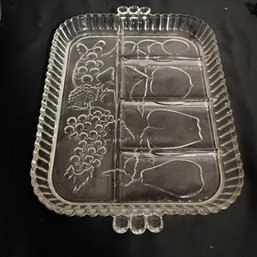 Vintage INDIANA Glass Fruits Pattern 5 Section Divided Relish Serving Tray Dish (NM)