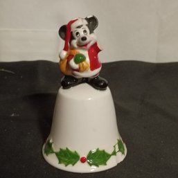Vintage Porcelain Mickey Mouse Christmas Bell, Produced In Japan For Walt Disney Productions (NM)