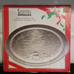 Vintage Duralex Nol Christmas Platter Made By Les Verreries De Saint-Gobain In France (NM)