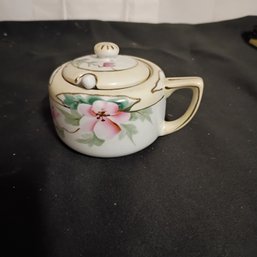 Vintage Nippon Porcelain Condiment Jar (likely Mustard Or Mayo) With Its Original Lid And Spoon (NM)