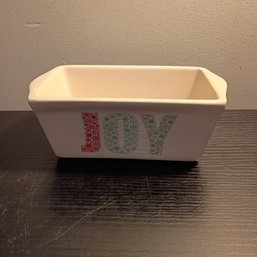 Vintage Nantucket Brand Ceramic Mini Loaf Pan Featuring A Festive Joy Pattern (NM)