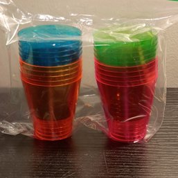 Set Of Vibrant Neon Disposable Plastic Shot Glasses, Commonly Used For Parties And Events (NM)