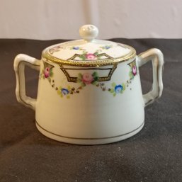 Antique Hand-painted Nippon Porcelain Lidded Sugar Bowl From The Late 19th Or Early 20th Century (NM)