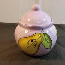 Vintage Hand-painted Ceramic Sugar Bowl Or Lidded Jar  (NM)