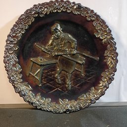 1970 Fenton Carnival Glass Plate #1 Titled 'The Glassmaker'from The 'American Craftsman' Series  (NM)