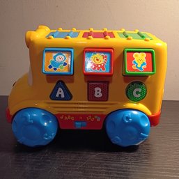 Vintage 1999 Fisher-Price Musical Pop Up Bus  To Teach ABCs, Numbers, And Nursery Rhymes (NM)