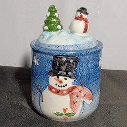 Nantucket Home Christmas Snowman Sugar Bowl (NM)
