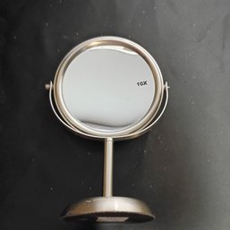 Brushed Nickel Mirror Is Likely The Threshold Tabletop Makeup Mirror, Featuring A 360-degree Swivel Design(NM)