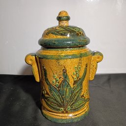 Vintage Lidded Jar Either Italian Earthenware Or Art Pottery Piece, Likely From The Mid-20th Century (NM)