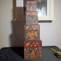 Vintage Decorative Boxes Are Part Of The 'Garden Treasures' Collection W/ Flowers, Birds And Behives (NM)