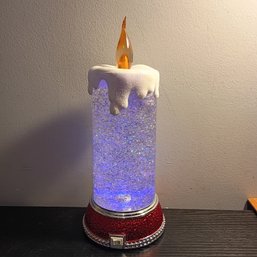 Kurt Adler Battery-operated Color-changing Snowing Candle That Features A Glitter Effect Within (NM)