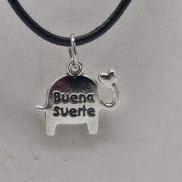 Vintage Style Silver-Toned Elephant  Necklace W/ A  3-D Cast Pendant On An Adjustable Cord (NM) 2 Of 2