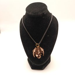 Gothic Black Dragon Pendant Necklace  Intricate Winged Mythical Creature Jewelry (NM)
