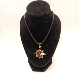 Gothic Celestial Dragon Enamel Pendant Necklace Mythical Starry Compass Charm (NM)