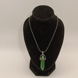 Hexagon Chakra Pendant In White With Adjustable Black Cord Necklace (NM)
